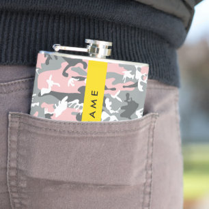 Cantil Camuflagem Rosa e Cinza Personalize seu nome