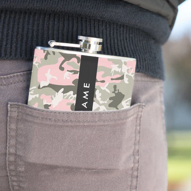 Cantil Camuflagem Rosa e Verde Personalize seu nome (In Situ)