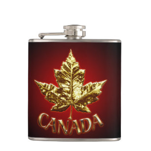 Cantil Canada Souvenir Flask Dourado Medalha Canada Flask