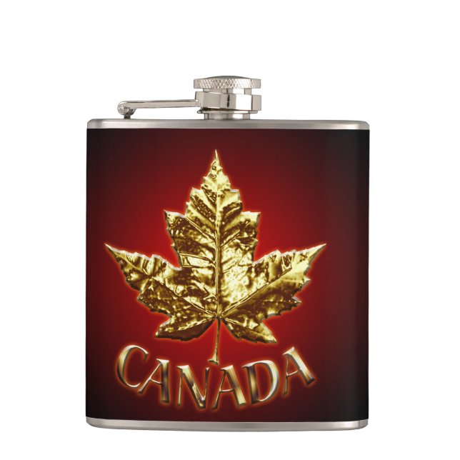Cantil Canada Souvenir Flask Dourado Medalha Canada Flask (Frente)