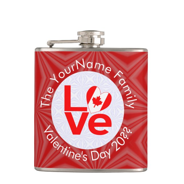 Cantil Canadiano Flag Red Letters LOVE Personalizado (Frente)
