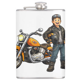 Cantil Cartoon Biker with Powerful Motorcycle Rider Art