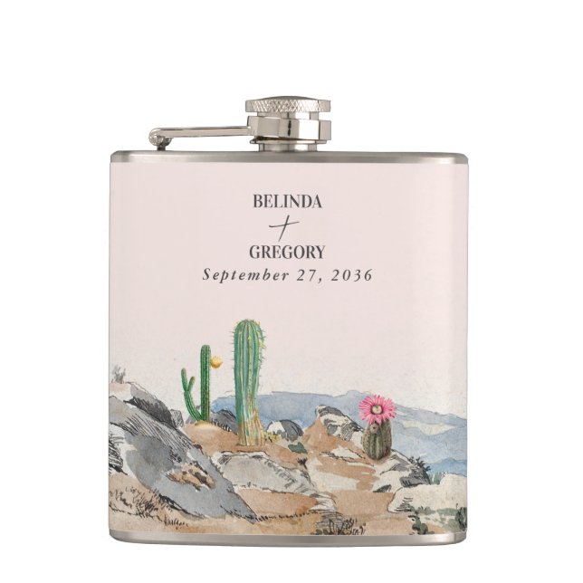 Cantil Casamento Boho Cacto Deserto Aquarela (Frente)