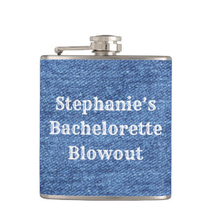 Cantil Casamento de Tema de Denim Branco Azul