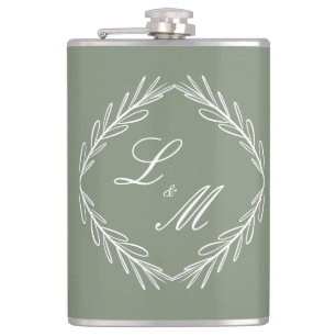 Cantil Casamento Monograma Script Branch Verde Sage