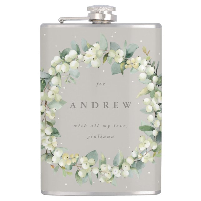 Cantil Casamento Personalizado de Snowberry e Eucalyptus  (Frente)
