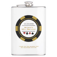 Casino Poker Chip Black Dourado White Birday Flask