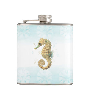 Cantil Cavalo-Marinho Azul Turquesa & Dourado Aquarela Pr