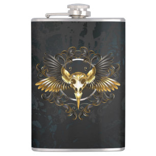 Cantil Caveira de ouro sobre fundo preto