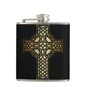 Cantil Celtic Knot Cross em Dourado e preto