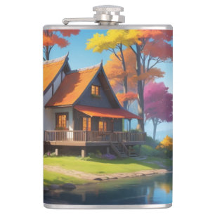 Cantil Cenário natural com algodão além do lago-5656