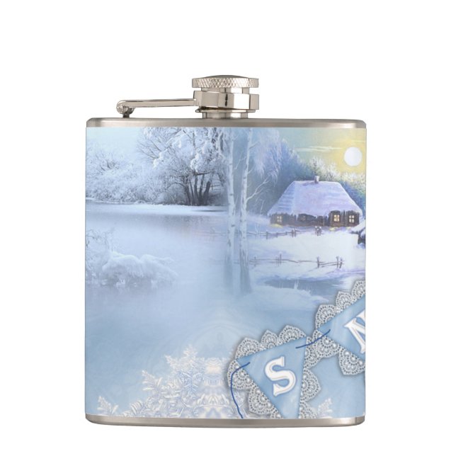 CANTIL CENAS DE INVERNO DE COR DE ÁGUA AZUL E BRANCA (Frente)