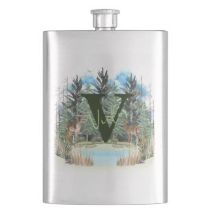 Cantil Cervo em Aquarela Letra Personalizada de Monograma
