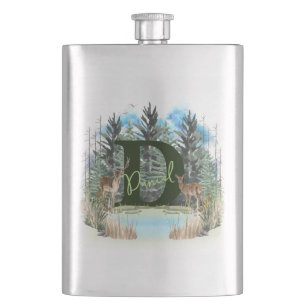 Cantil Cervo em Aquarela Letra Personalizada Monograma D