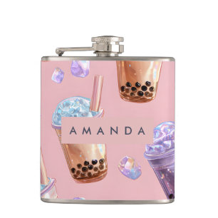 Cantil Chá de Boba Pastel Personalizado Sonho Estético