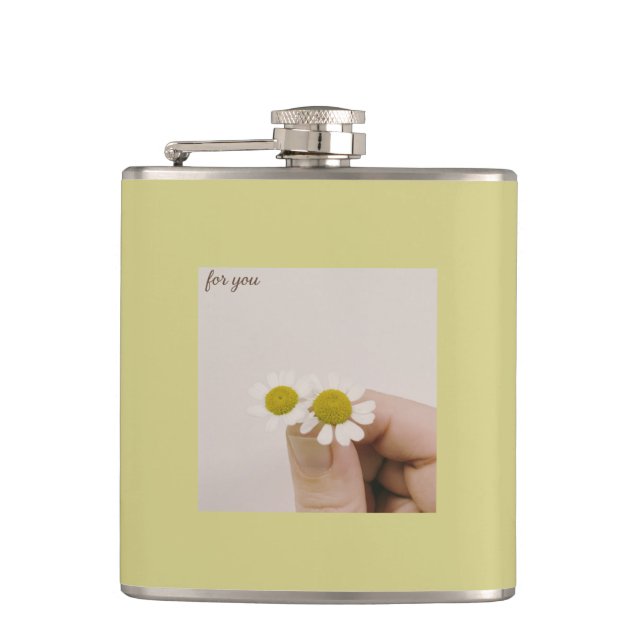 Cantil “Chamomile Floral Vinyl Flask – ‘For You’  (Frente)