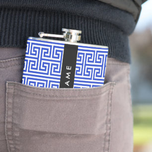 Cantil Chave Grega Meander H Blue, Seu Nome Personalizar