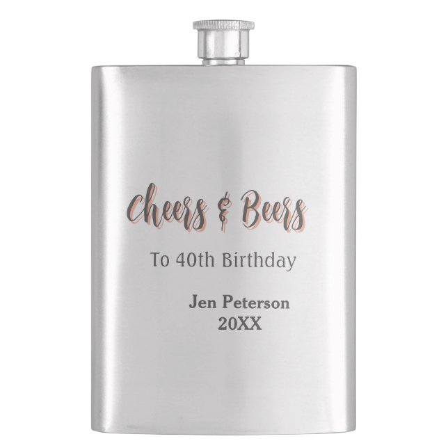 Cantil Cheers & beers to 40th birthday gray name year sin (Frente)