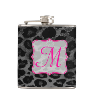 Cantil Cheetah Spot Animal Print Monograma Whiskey Flask