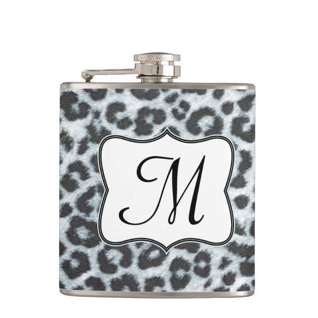 Cantil Cheetah Spot Animal Print Monograma Whiskey Flask (Frente)