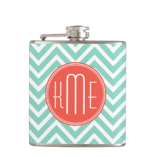 Cantil Chic Aqua Green Chevron e Orange Custom Monograma