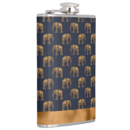 Cantil Chic Dourado Elegante Elefante Azul Bonito