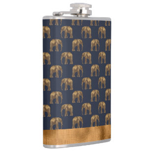 Cantil Chic Dourado Elegante Elefante Azul Bonito