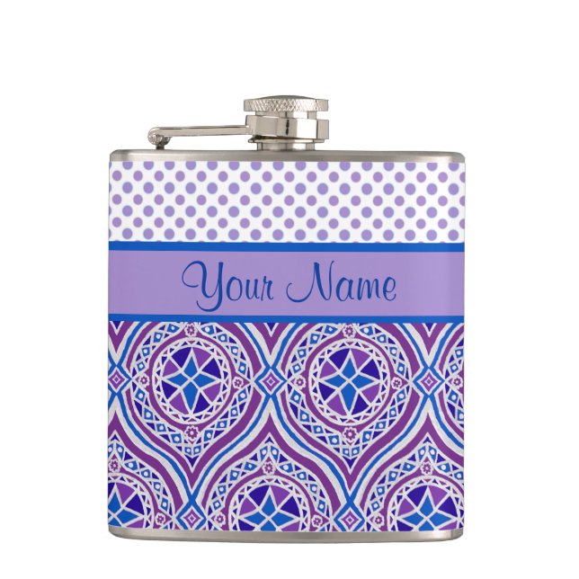Cantil Chic Hip Flask to Personalize: Mauve, Blue (Frente)