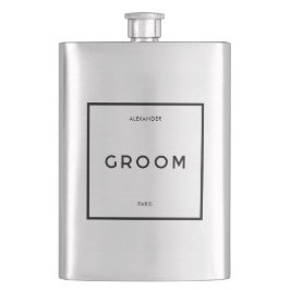 Cantil Chic Mínimo Francês Negro & Branco Nome do Groom