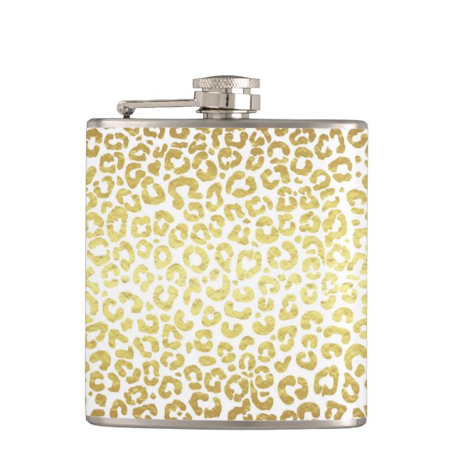 Cantil Chic Modern Dourado Leopardo Branco Jaguar Cheetah (Frente)