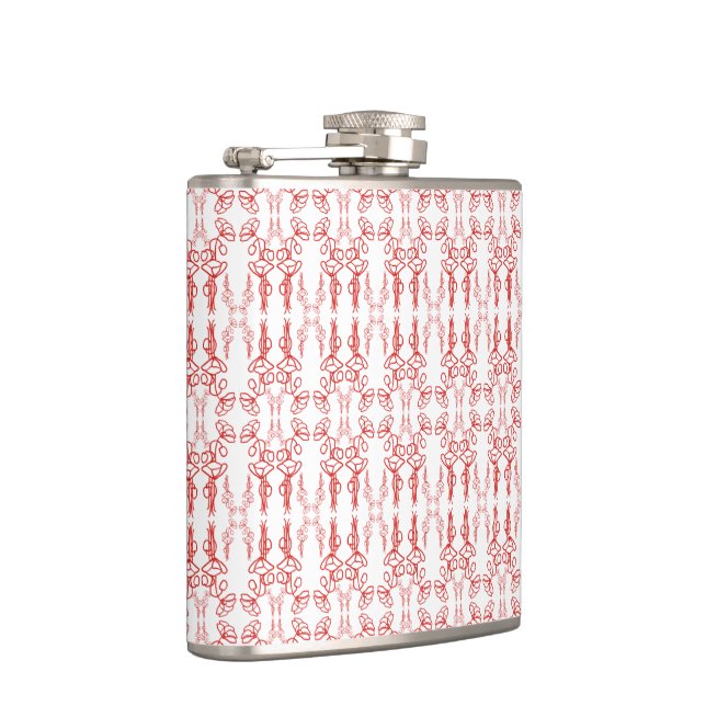 Cantil Chic Poppy Outline Red on White Hip Flask (Direita)
