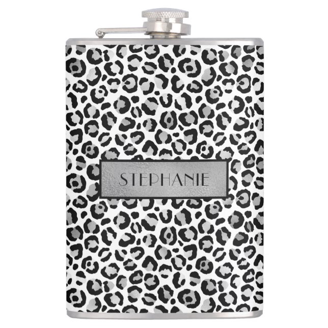 Cantil Chic Prata Estampa de Leopardo Personalizado (Frente)