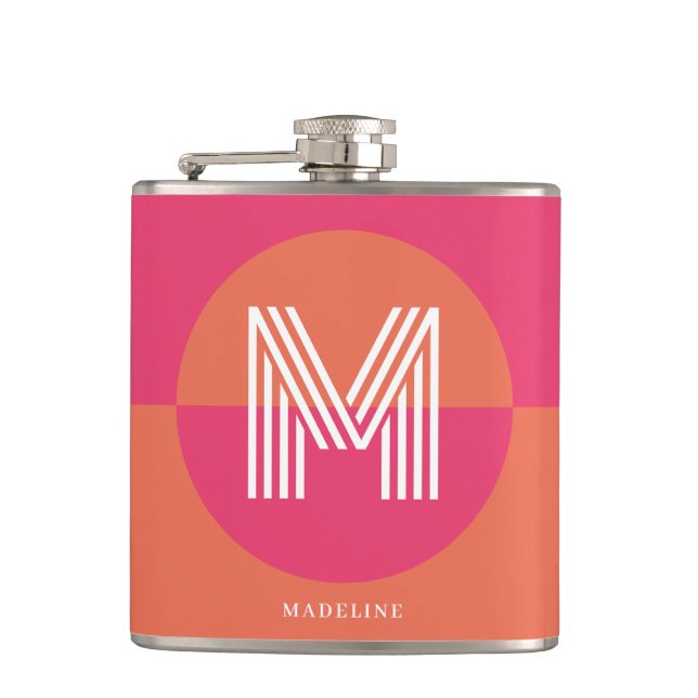Cantil Chic Retro Pink Orange Geometric Modern Monogram (Frente)