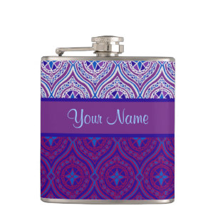 Cantil ChiccHip Flask to Personalize Padrões de Ogee Roxo