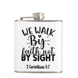 Cantil Christian "We Walt by Faith" Verse Hip Flask