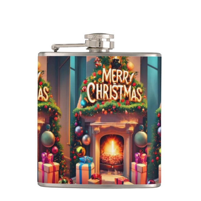 Cantil Christmas Themed Hip Flask – Merry Christmas Firep (Frente)