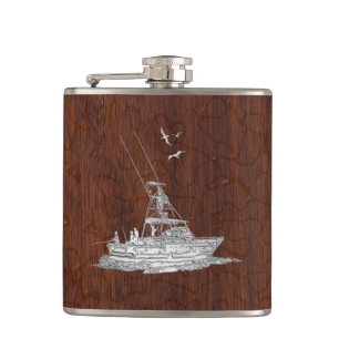 Cantil Chrome Marlin: Barco de pesca em Wet Mahogany Impr