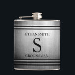 Cantil Chrome Sleek Personalizado Esmagado para ele<br><div class="desc">Este belo frasco elegante faria um presente personalizado excelente para o Groom ou todos os padrinhos de casamento, melhor homem, pai da noiva/noivo... todos os homens do seu casamento ou qualquer cara especial na sua vida, assim como para o seu pai no Dia de os pais. Personalize-o com o nome/inicial...</div>