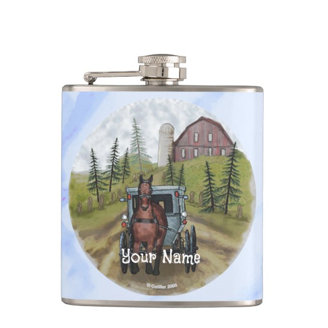 Cantil Cidade de Carruagem Amish Dia flask (Frente)