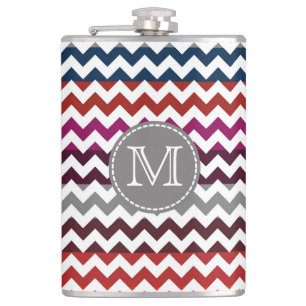 Cantil Cinza branca vermelha Chevron Zigzag Monograma