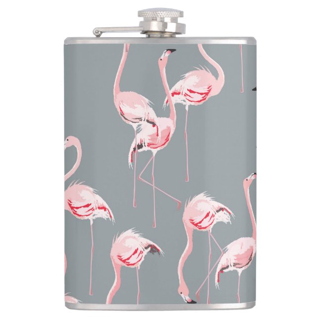 Cantil Cinza Flamingo: Padrão Vintage Invisível. (Frente)
