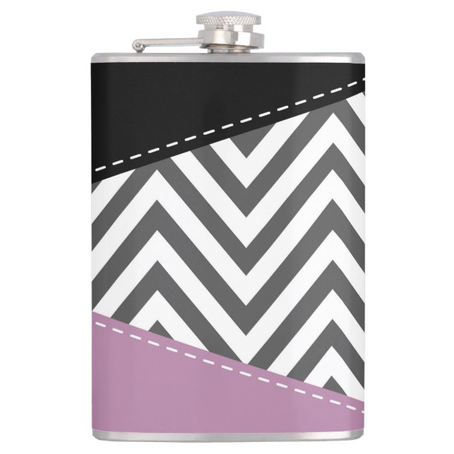 Cantil Cinza Zigzag, Cinza Chevron, Zigzag Patterno, Roxo (Frente)