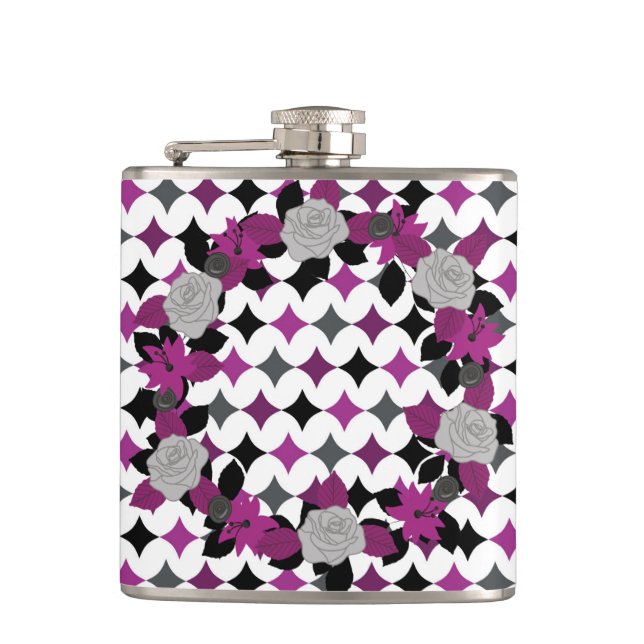 CANTIL CINZAS E FLORES BRANCOS DE PADRÕES PRETAS (Frente)