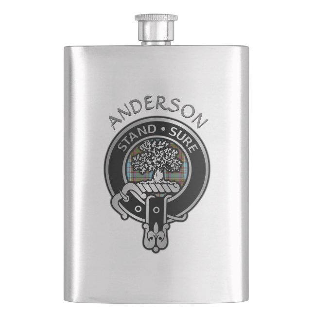 Cantil Clan Anderson Crest & Tartan Flask (Frente)