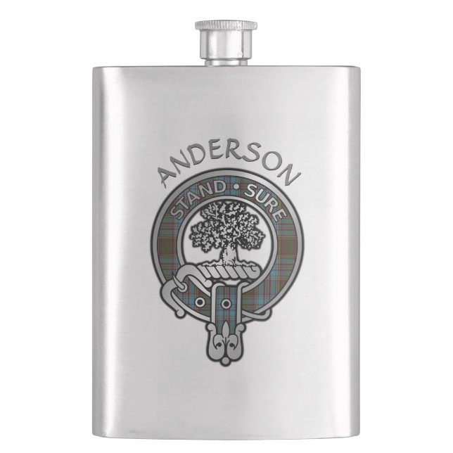 Cantil Clan Anderson Crest & Tartan Flask (Frente)