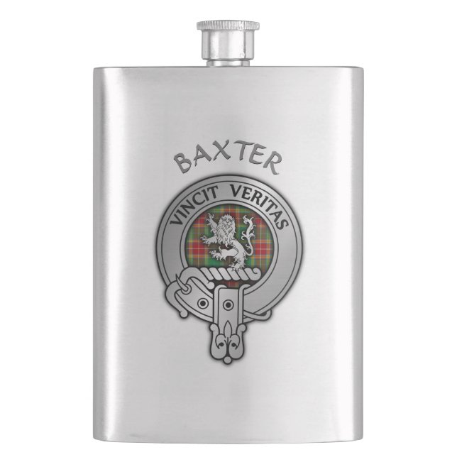 Cantil Clan Baxter Crest & Tartan Flask (Frente)