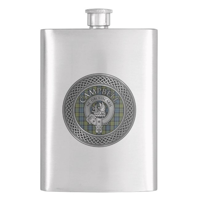 Cantil Clan Campbell Crest & Tartan Knot Flask (Frente)
