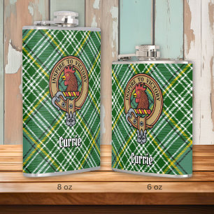 Cantil Clan Currie Rooster Crest sobre Tartan