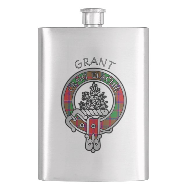 Cantil Clan Grant Crest & Tartan Flask (Frente)
