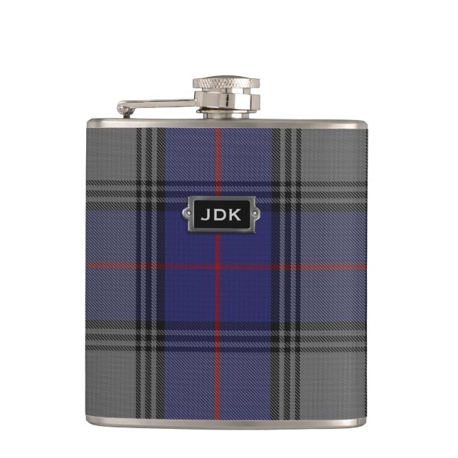 Cantil Clan Kinnaird Xadrez Flask Monogramas (Frente)
